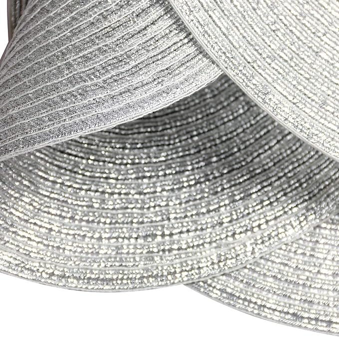 SHACOS Christmas Glitter Silver Placemats Set of 8 Sparkle Bling 15 inch Round - Image 5