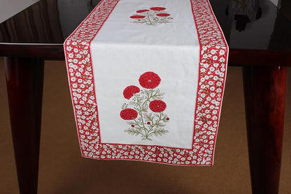 Red Green Buta Hand Block Print 100% Cotton Table Runner 16x90 Inch | Perfect - Image 3
