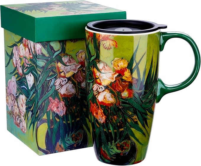 Topadorn 17oz Van Gogh Oleanders Ceramic Coffee Mug by Topadorn
