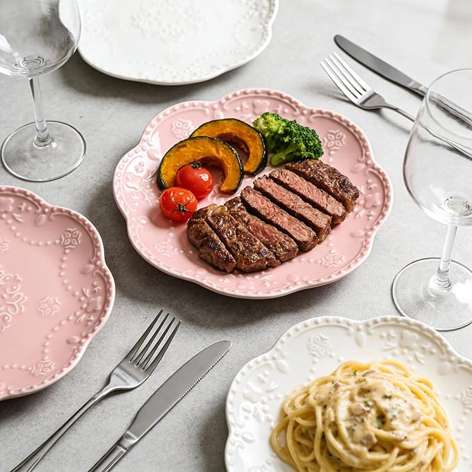 Gaolinci European Palace Series Lace Embossed Ceramic Dinner Plate - Image 5