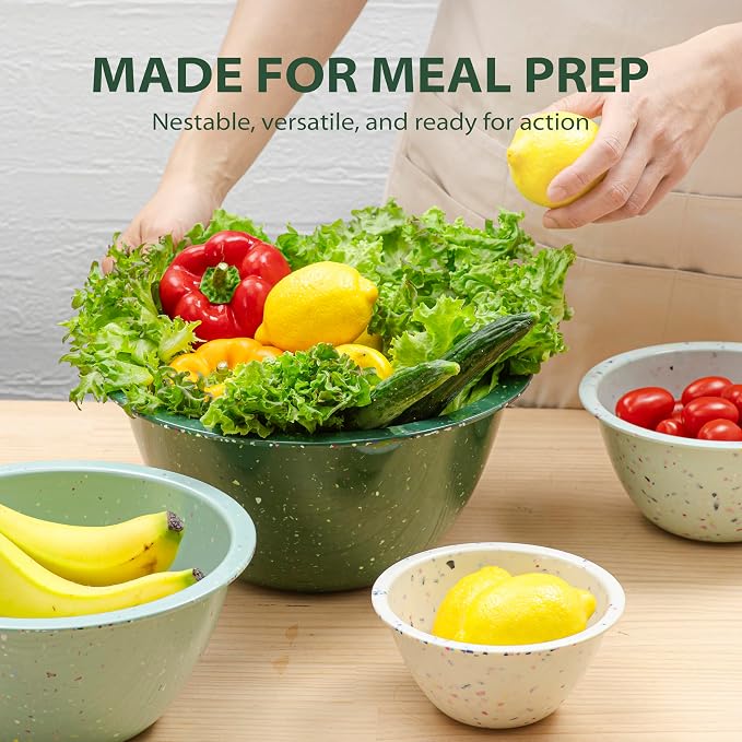 Confetti Melamine Mixing Bowls Set, 4 Piece Nesting BPA free Green | 4-Piece - Image 3