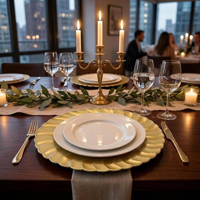 13 Inch Gold Scalloped Charger Plates - Image 7