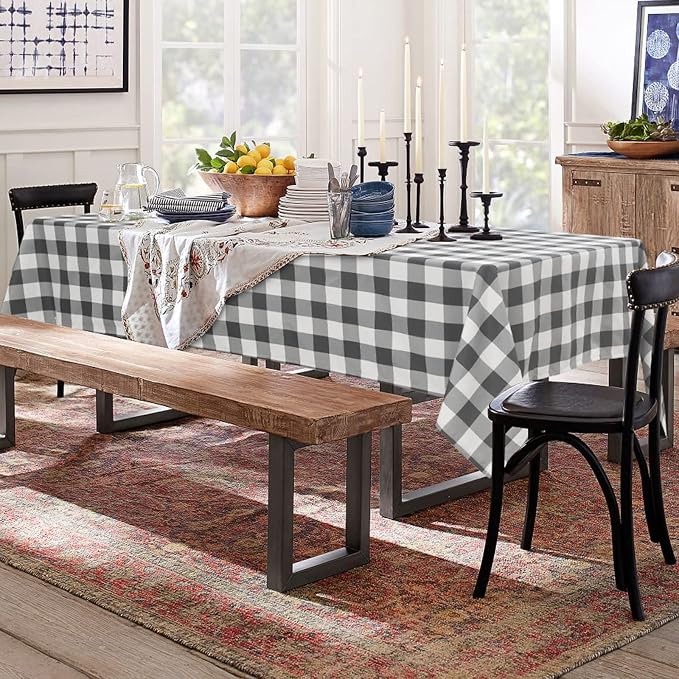 Buffalo Plaid Tablecloth, 2 Pack, 60 x 102 inch, Stain and Wrinkle Resistant - Image 2