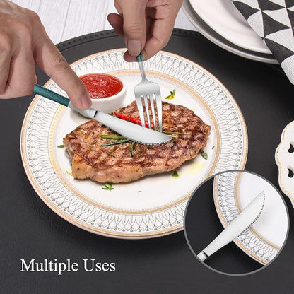 VANVRO Mirror Silver Green Silverware Set, 20-Piece Stainless Steel Flatware Set - Image 5