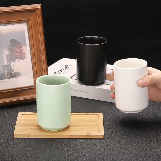 HARFINGTON 2pcs Japanese Ceramic Tea Cups 8oz / 240ml Simple Solid Color No - Image 5