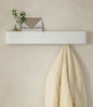 Kazai.® Coat Rack Wall Mount with Shelf 'Tone' | Modern Design Coat Hanger with Hidden Hooks and Storage | Hat Rack with Shelf in Metal | Wall-Mounted Purse Organizer | White