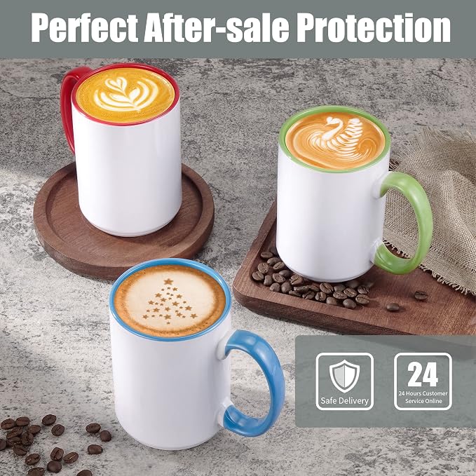 TANGLONG 12PC 15oz Sublimation coffee Mugswith Box -6 White and 6 Black | - Image 5