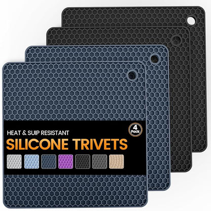 Silicone Trivet Mats 4 Heat Resistant Pot Holders Multipurpose Non-Slip Hot Pads by Unknown