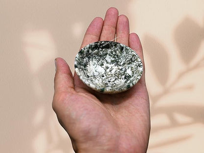 Tree Agate Crystal Bowl - 2 Inch Decorative Bowls for Room and Home Decor - Gemstone Healing Crystals for Elegant Display, Positive Energy Balance and Gift