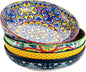 HENXFEN LEAD Pasta & Salad Bowls Set of 4, 45 oz Large Ceramic Serving Bowls – Colorful 9 Inch Wide & Shallow Bowls for Soup & Pasta, Microwave & Dishwasher Safe