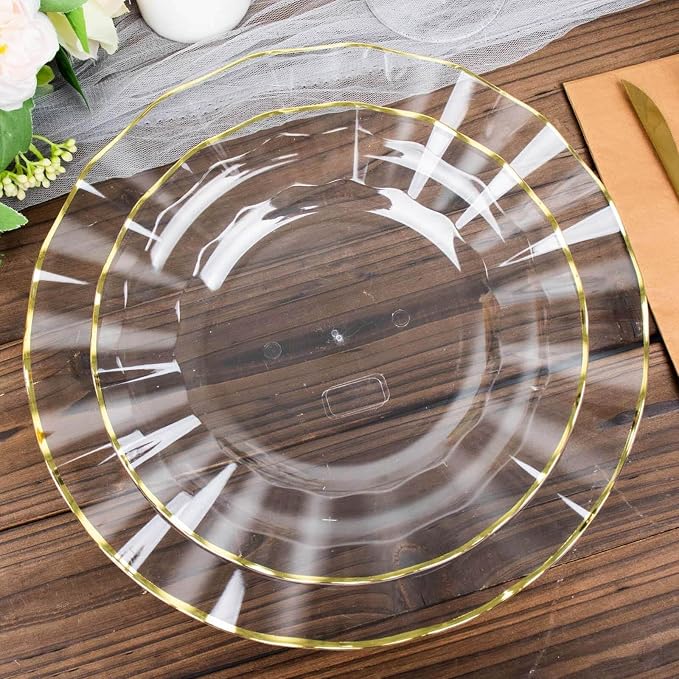 Efavormart 9" Salad Plates – Set of 10 Plastic Clear Round Disposable Plates by efavormart