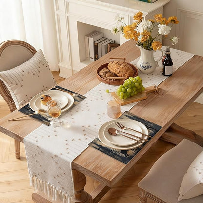 Rustic Deer Forest 12x18 Inch Placemats Set of 6 - Waterproof, Non-Slip & Washable Rustic Wildlife Moose Forest Animal Table Mats for Kitchen & Dining Table Placemats