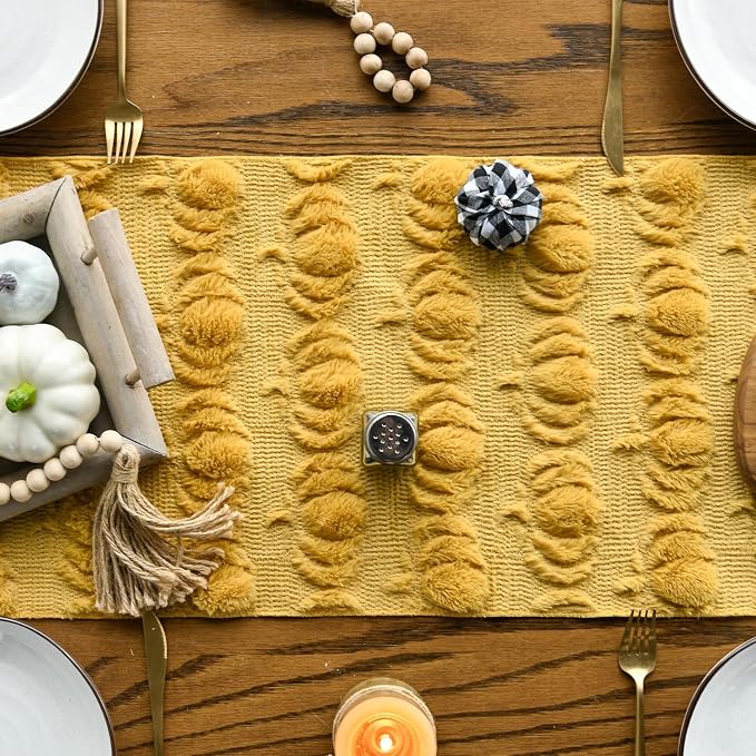Artoid Mode Ginger Soft Faux Fur Pumpkins Fall Table Runner 13x72 Inch | - Image 2