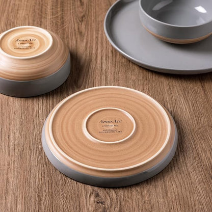 AmorArc Dinnerware Sets for 4, 12 Pieces Ceramic Plates and Bowls Set | Scratch - Image 4