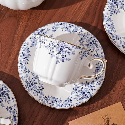 Ceramic Floral Cups with Saucers，7 oz Espresso Cups - Image 5