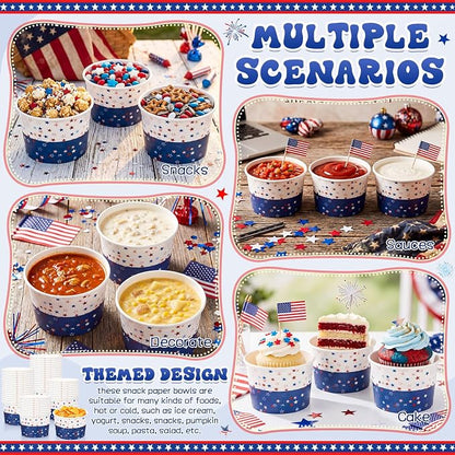 Potchen 50 Pcs 4th of July Paper Bowls, 9 Oz Disposable Cups - Image 6