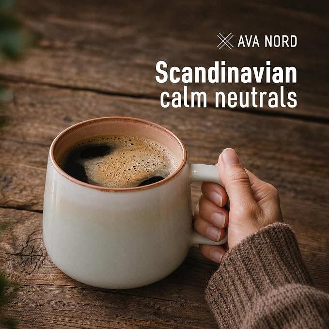 Ava Nord Large Stoneware Ceramic Coffee Mugs Set of 2 | 20 oz | Sage Ash | - Image 8