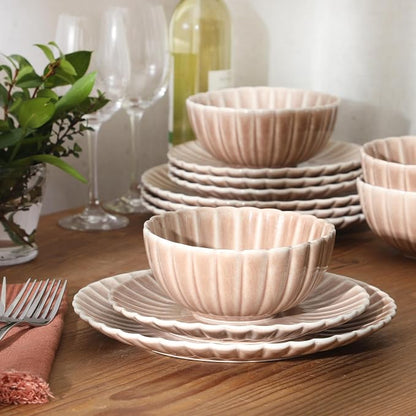 Gibson Elite Peach Orchard 12-Piece New Bone China Dinnerware Set Service - Image 6