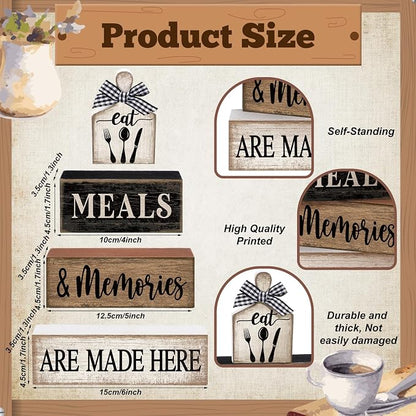 Moucuny 4 Pcs Farmhouse Kitchen Decor Wooden Plate Farmhouse Table Decor Black - Image 3