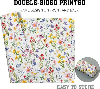 Daisy Sunflower Placemats - Spring Summer Tablemats 12x18 Floral Flowers Blossom Place Mats Set of 4 for Party Kitchen Dining Multicolor