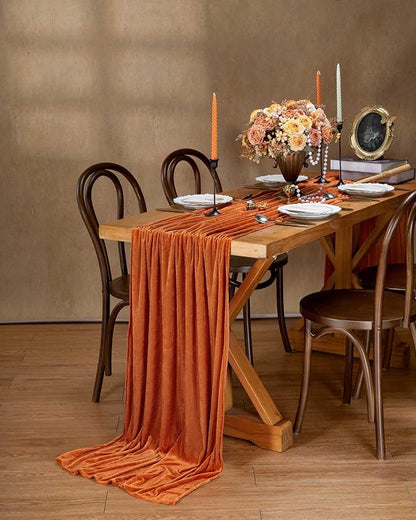 Orange Velvet Table Runner 29 x 120 Inches Fall Halloween Runners | 10ft Long - Image 5
