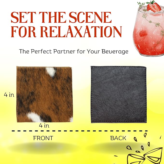 RODEO Handmade Leather Cowhide Coasters - Image 5