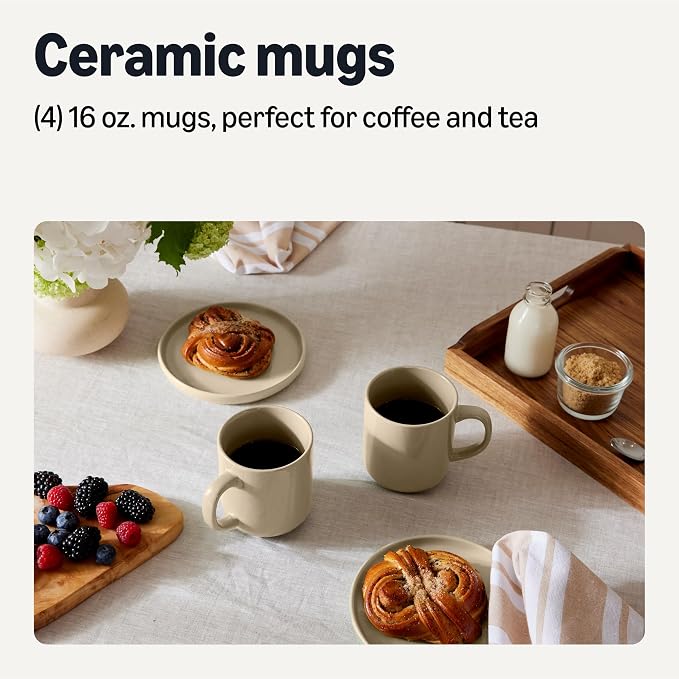 Amazon Basics Stoneware Coffee Mugs, 16 oz, 4-Piece Set, Gloss-Glazed, - Image 2