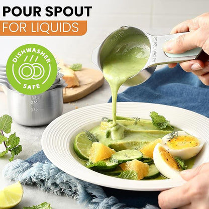 Spring Chef Magnetic Stainless Steel Measuring Cups Set of 7 Patented, Mint | - Image 6