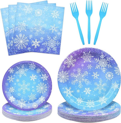 96 Pieces Snowflake Winter Party Supplies Set by GistomeHome