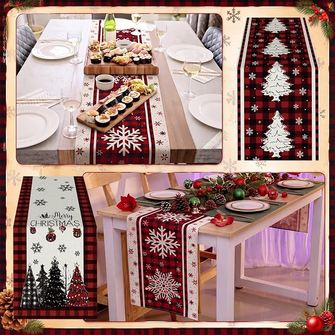 Gilprop 3 Pcs Christmas Table Runners Watercolor Table Runner, 13x72 Inch | - Image 5