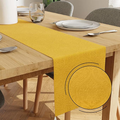Encasa XO Table Runner, Embossed Velvet, Elegant 13"x72" | Lemon Yellow by EncasaXO