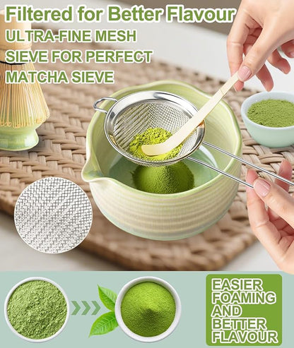 JBER Matcha Set, Bamboo Whisk, Powder Sifter - Image 3