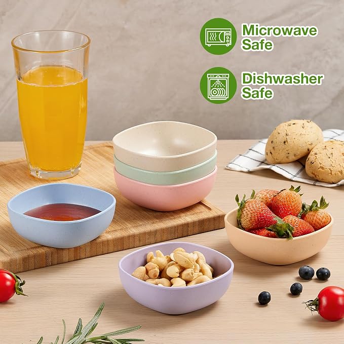 Hlukana 6 Pack Wheat Straw Soy Sauce Dishes, 4.5 OZ Small Dessert Bowls - Image 6