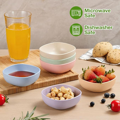 Hlukana 6 Pack Wheat Straw Soy Sauce Dishes, 4.5 OZ Small Dessert Bowls - Image 6
