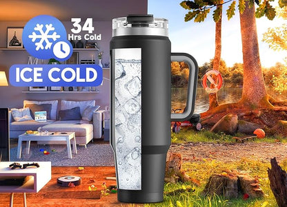 Meoky 40 oz Tumbler with Handle and Straw, Insulated Tumbler with Lid and Straw - Image 2
