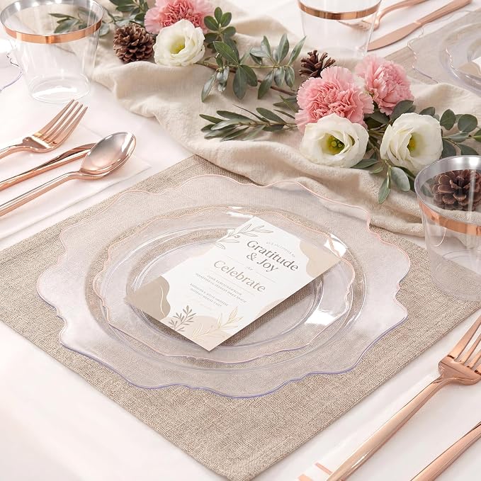 350Pcs Rose Gold Plastic Plates - Image 5