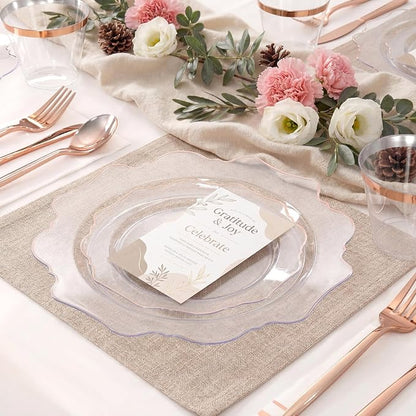 350Pcs Rose Gold Plastic Plates - Image 5