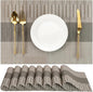Placemats Set of 8, Vinyl Woven Place Mats Indoor Set of 8 Washable Wipeable PVC Table Mats Heat-Resistant Non Slip Placemat for Kitchen Dining Outdoor Table (Gray Dark Gray, Set of 8)