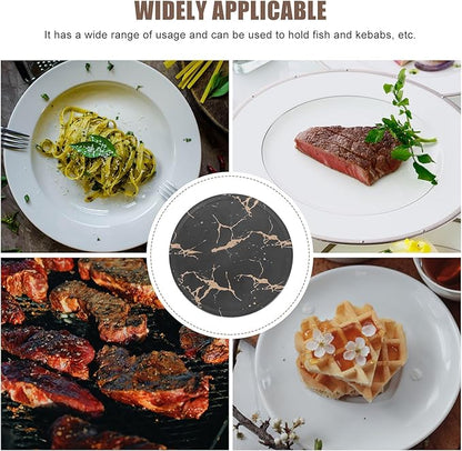 VALICLUD Creative Marble Pattern Steak Plate 10.2-inch round Imitation Porcelain Western Dinnerware Snack Dessert Tray for Household Dining and Entertaining