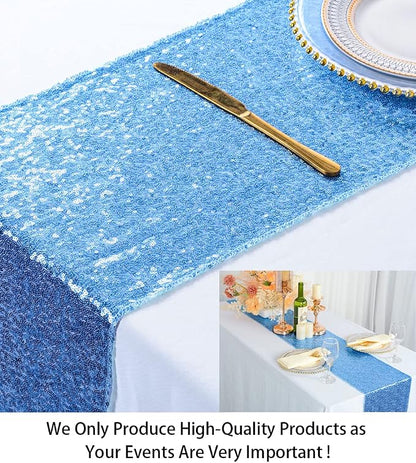ShiDianYi Baby Blue Sequin Table Runner - Image 2