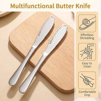 Saiveina 2 Pcs Stainless Steel Butter Knives | 3 in 1 Butter Knife Set - Image 4