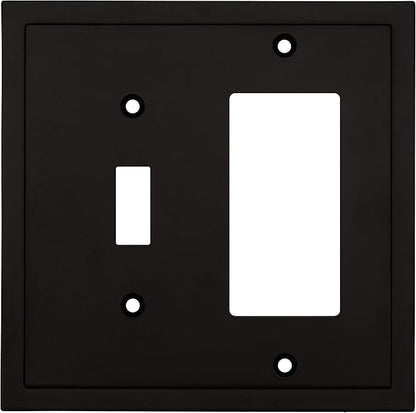 Henne Bery Modern Edge Decorative Wall Plate Switch Plate Outlet Cover, Durable Solid Zinc Alloy (Toggle/Decorator, Matte Black)