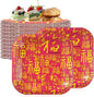 30 Pcs Chinese New Year Paper Plates Square Plates, 8.7" Disposable Plates Heavy Duty Decorative Plates Food Trays, Dinner Platters Dessert Plates for Spring Festival Lunar New Year Party Decorations