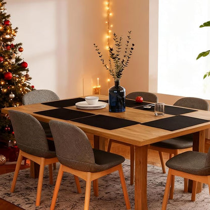 Encasa XO Dining Placemat Set of 6 | Solid Black Color | Fine Ribbed Cotton Table mat | Size 19x13 in | Machine Washable
