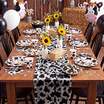 4 Pcs Cow Print Table Runners 29 x 70 inch Cow Print Glitter Lace Table Runner - Image 5