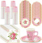 200Pcs Floral Tea Cups and Saucers by EggSun