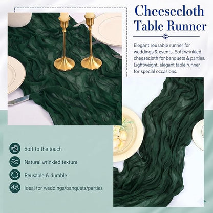 12 Pack Emerald Green Cheesecloth Table Runner 17x108 Inch Boho Rustic Semi - Image 5