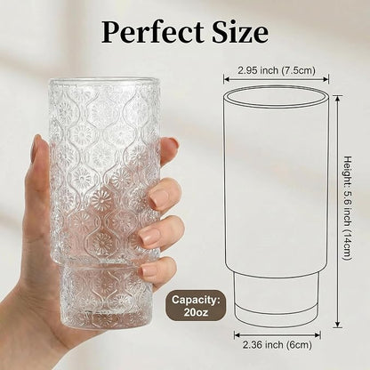 KUHNMARVIN 4Set Iced Coffee Glass Tumbler - 11oz/20oz Reusable Boba Cup & - Image 3