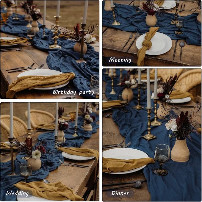 12 Pack 13Ft Cheesecloth Table Runner 35x157 Inch Boho Gauze Table Runner - Image 6