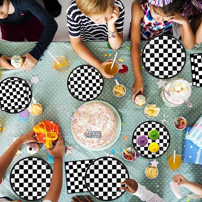 Oigco 60 PCS Race Car Birthday Party Decorations, Checkered Flag Plates and - Image 7
